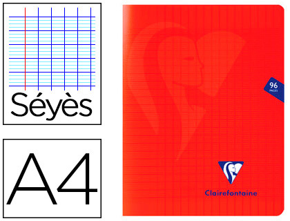 CAHIER PIQU CLAIREFONTAINE MIMESYS COUVERTURE POLYPROPYLNE A4 21X29,7CM 96 PAGES 90G RGLURE SYS COLORIS ROUGE