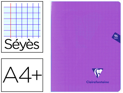 CAHIER PIQU CLAIREFONTAINE MIMESYS COUVERTURE POLYPROPYLNE A4+ 24X32CM 96 PAGES 90G RGLURE SYS COLORIS VIOLET