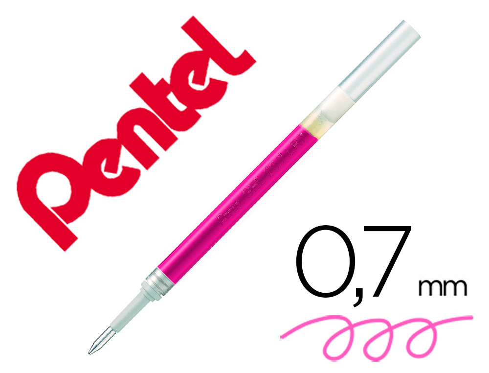 RECHARGE ROLLER PENTEL ENCRE GEL BL77 BL107 ENCRE FLUIDE   DOUCE LUMINEUSE POINTE        MOYENNE SECHAGE RAPIDE ROSE