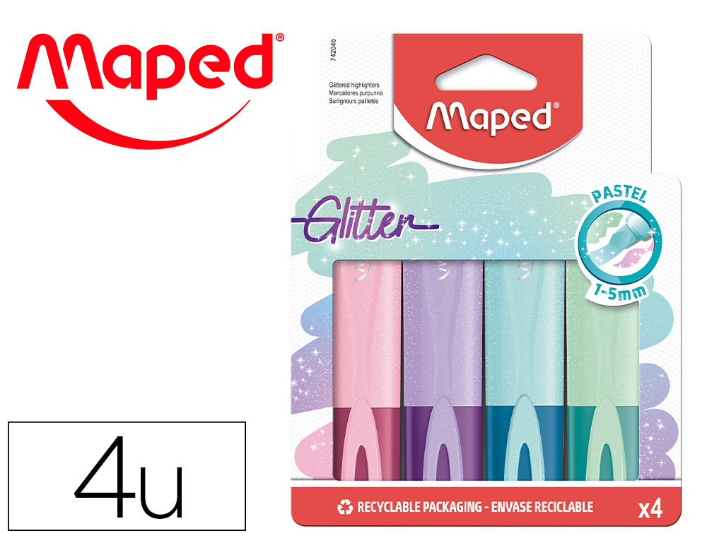 SURLIGNEURS MAPED FLUO'PEPS CLASSIC GLITTER  POCHETTE DE  4