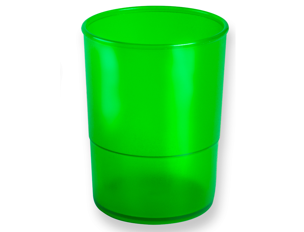POT A CRAYONS Q-CONNECT PLASTIQUE HAUTEUR 100MM DIAMETRE 75MM COLORIS VERT TRANSLUCIDE