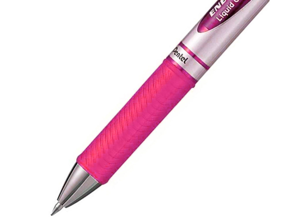 ROLLER PENTEL ENERGEL RETRACTABLE RECHARGEABLE      POINTE METAL FINE 0,7MM CLIP  METAL COLORIS ROSE
