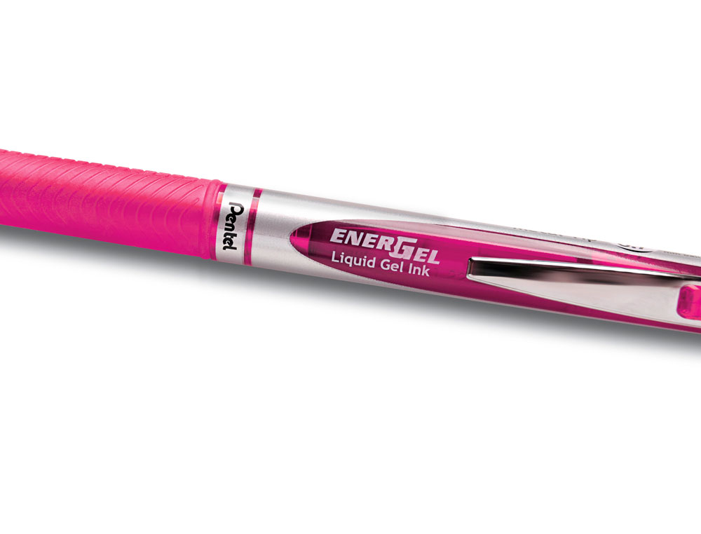 ROLLER PENTEL ENERGEL RETRACTABLE RECHARGEABLE      POINTE METAL FINE 0,7MM CLIP  METAL COLORIS ROSE