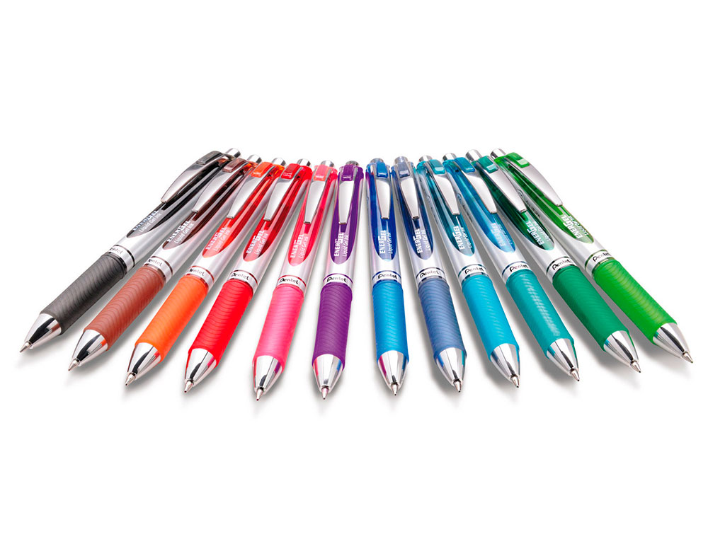 ROLLER PENTEL ENERGEL RETRACTABLE RECHARGEABLE      POINTE METAL FINE 0,7MM CLIP  METAL COLORIS ROSE