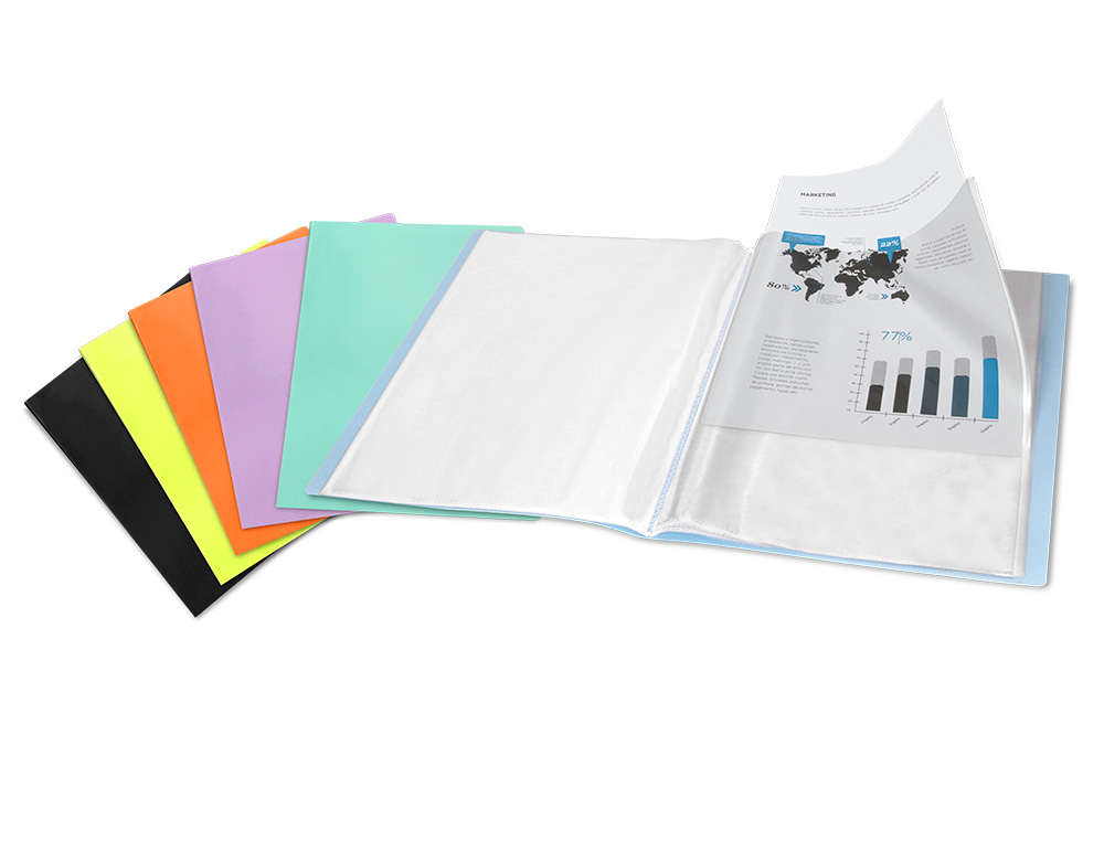 PROTEGE-DOCUMENTS LIDERPAPEL POLYPROPYLENE COUVERTURE FLEXIBLE 60 POCHETTES FIXES A4 220X297MM NOIR OPAQUE