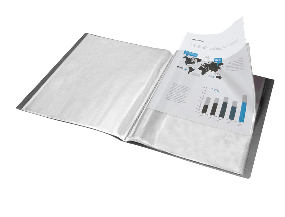 PROTEGE-DOCUMENTS LIDERPAPEL POLYPROPYLENE COUVERTURE FLEXIBLE 60 POCHETTES FIXES A4 220X297MM NOIR OPAQUE