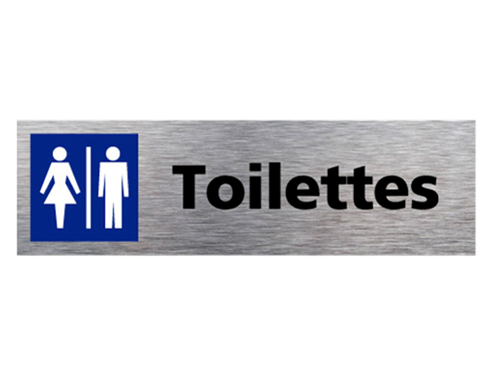 PLAQUE DE PORTE TOILETTES FEMMES/HOMMES SIGNALETIQUE BIZ PICTOGRAMME ALUMINIUM DOUBLE FACE AUTOCOLLANT DOS
