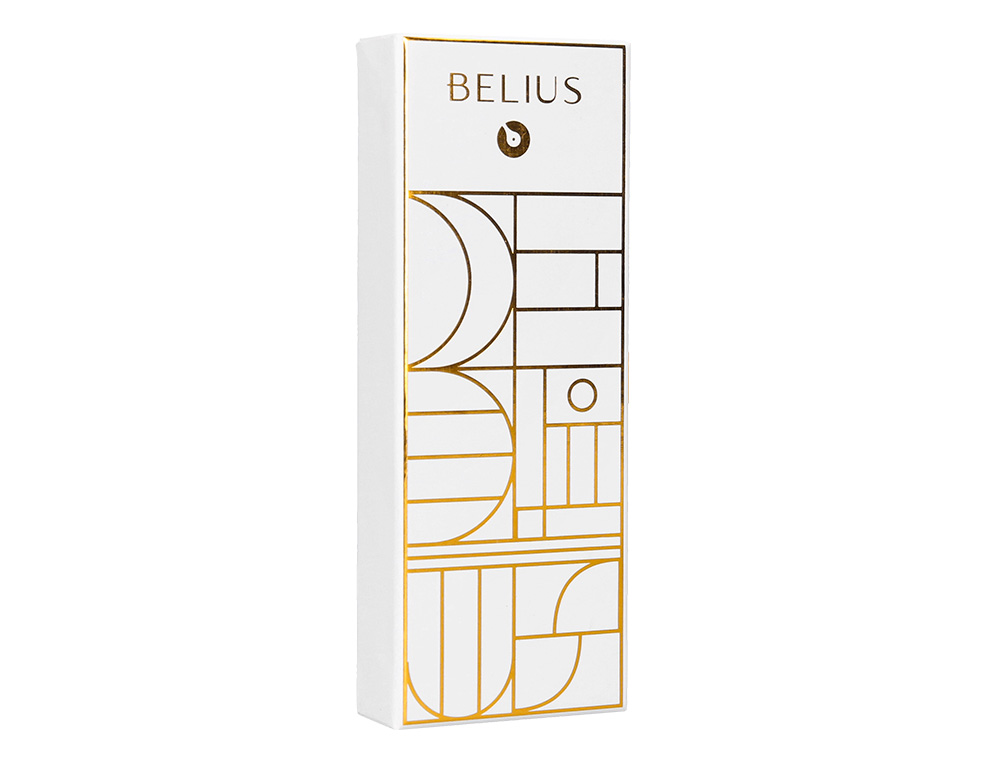 STYLO-BILLE BELIUS CARTE BLANCHE ALUMINIUM DETAILS ET ATTRIBUTS OR ENCRE BLEUE COLORIS BLANC DANS COFFRET CADEAU
