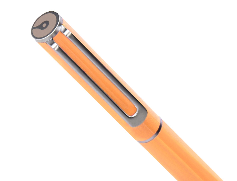 PARURE STYLO-BILLE ET ROLLER BELIUS ENDLESS SUMMER ALUMINIUM ATRIBUTS ARGENT ENCRE BLEUE COLORIS ORANGE COFFRET CADEAU