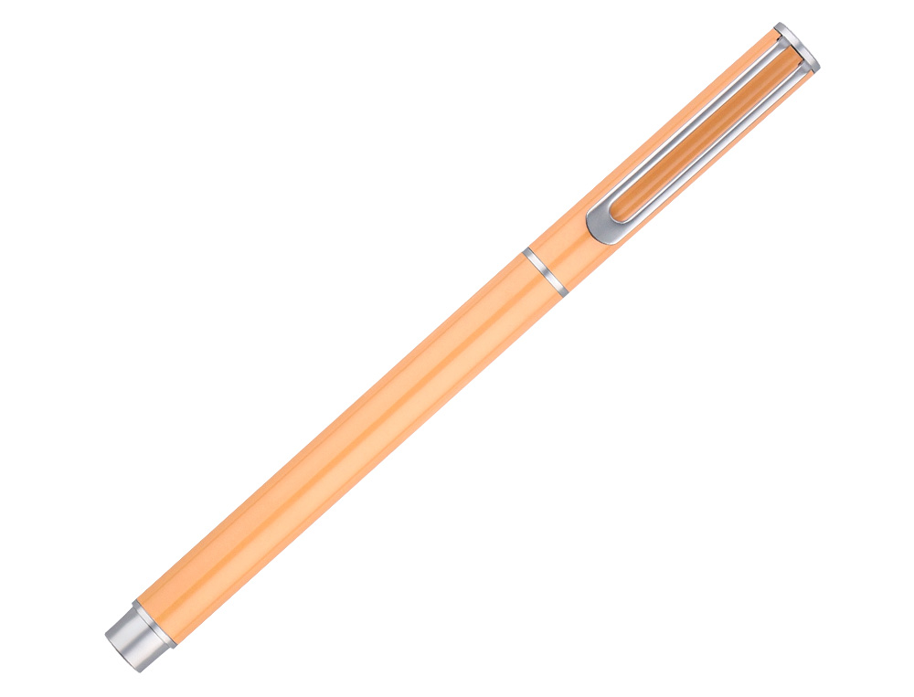 PARURE STYLO-BILLE ET ROLLER BELIUS ENDLESS SUMMER ALUMINIUM ATRIBUTS ARGENT ENCRE BLEUE COLORIS ORANGE COFFRET CADEAU