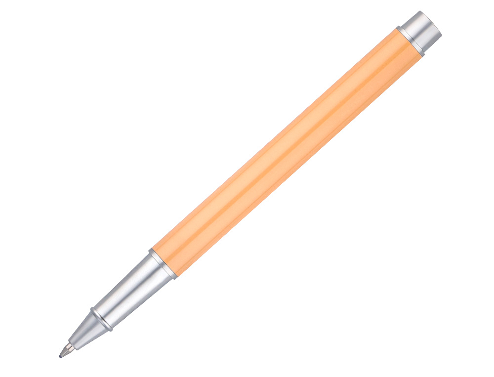 PARURE STYLO-BILLE ET ROLLER BELIUS ENDLESS SUMMER ALUMINIUM ATRIBUTS ARGENT ENCRE BLEUE COLORIS ORANGE COFFRET CADEAU