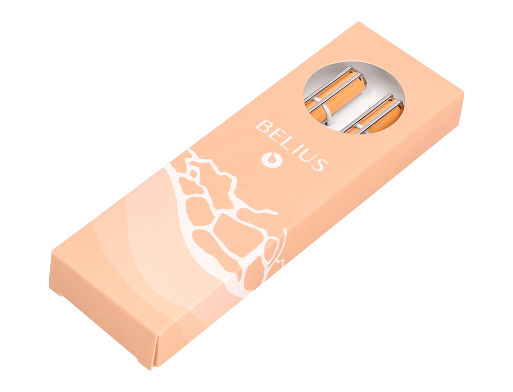 PARURE STYLO-BILLE ET ROLLER BELIUS ENDLESS SUMMER ALUMINIUM ATRIBUTS ARGENT ENCRE BLEUE COLORIS ORANGE COFFRET CADEAU