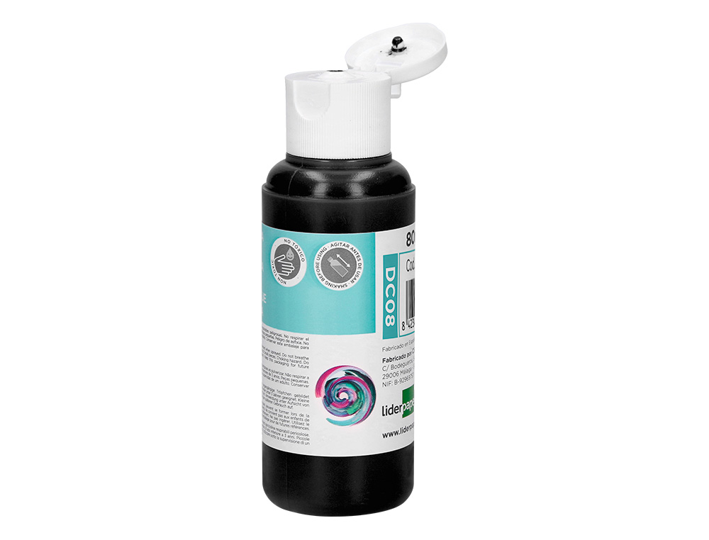 PEINTURE ACRYLIQUE LIDERPAPEL COLORIS NOIR BOUTEILLE 80ML