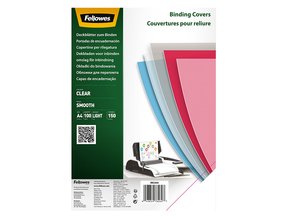 COUVERTURES FELLOWES TRANSPARENTE PVC 150 MICRA PACK DE 100