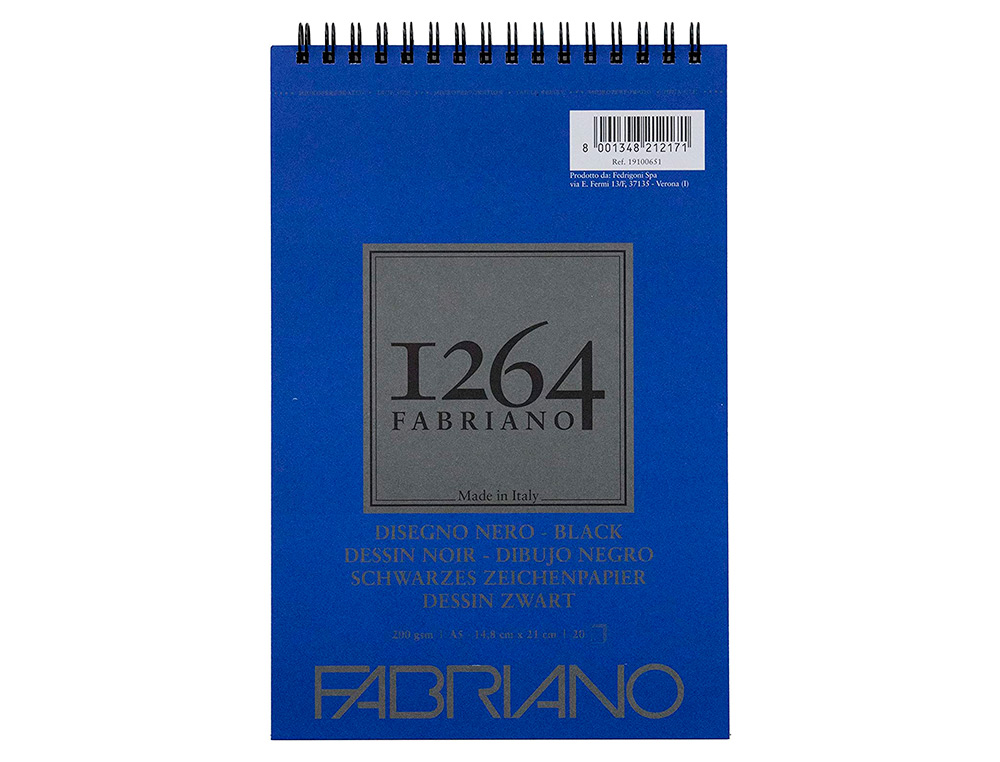 BLOC DESSIN 1264 FABRIANO A5 NOIR 200G 20F