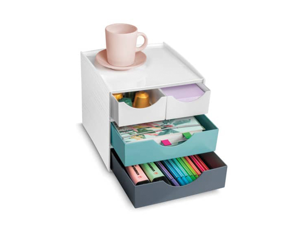 MODULE DE RANGEMENT CEP MYCUBE RIVIERA MINI 3 TAGES 4 TIRROIRS 18,6X17,5X18,5CM MULTICOLOR