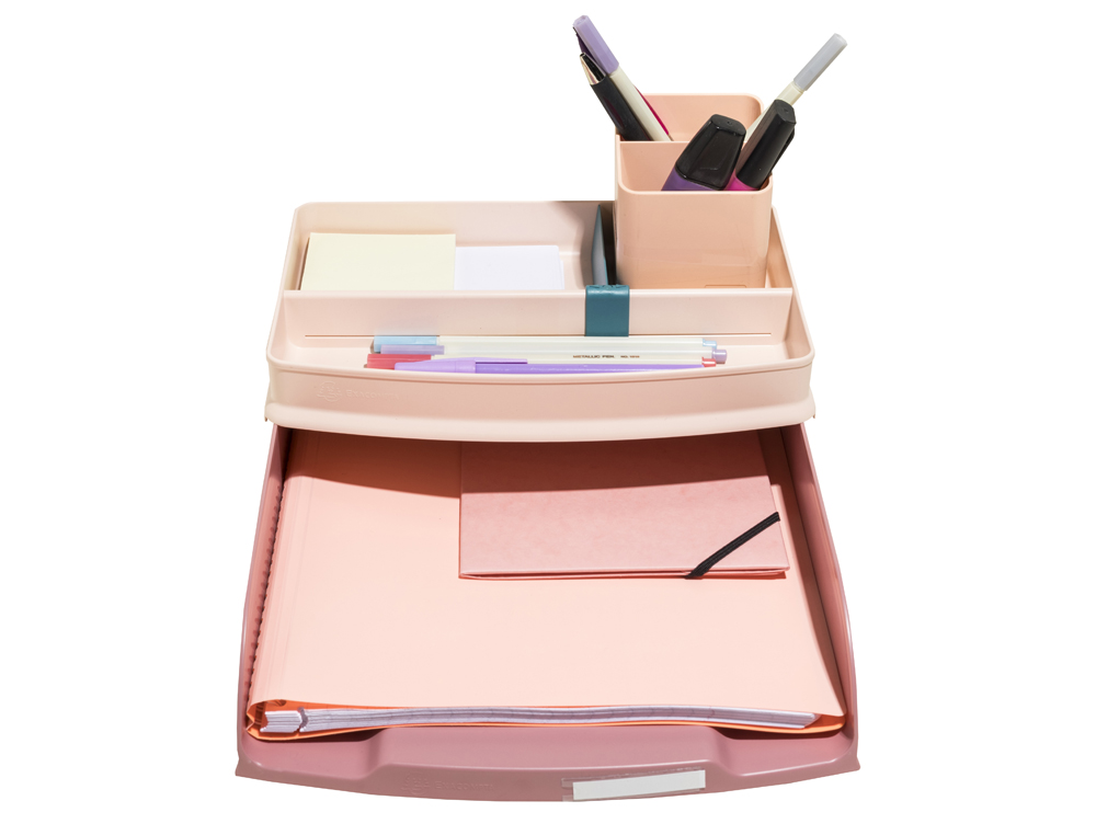 CORBEILLE COURRIER EXACOMPTA COMBO STYLI SKANDI A4+ SUPERPOSABLE VERTICALE/ESCALIER COLORIS VIEUX ROSE