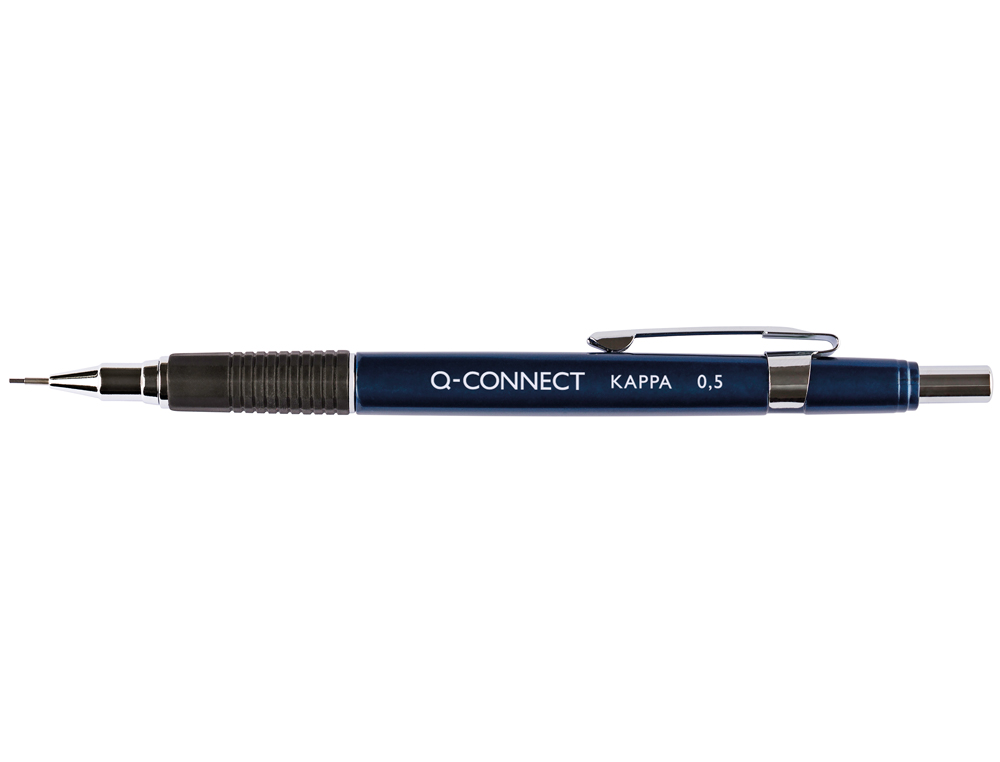 PORTE-MINE Q-CONNECT KAPPA 0.5MM POINTE RÉTRACTABLE GOMME BOUTON POUSSOIR GRIP CAOUTCHOUC COLORIS ASSORTIS