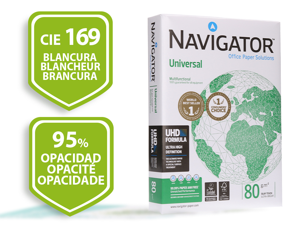 PAPIER NAVIGATOR MULTIFONCTION UNIVERSAL A4 80G BLANCHEUR 169 OPACIT 95 RIGIDIT 120 QUALIT SUPRIEURE 500 FEUILLES