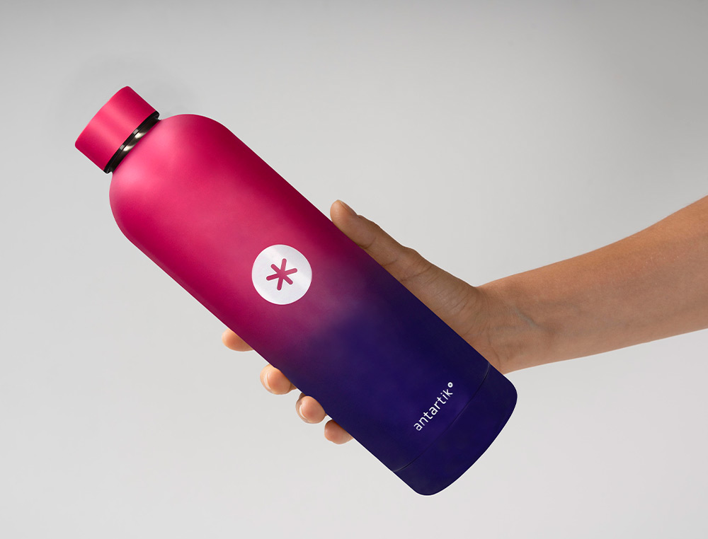BOUTEILLE ISOTHERME ANTARTIK ACIER INOXYDABLE SANS BPA 750ML COLORIS ROSE/LILAS