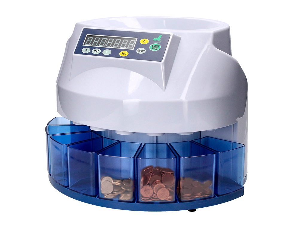 COMPTEUSE TRIEUSE MONNAIE Q-CONNECT ÉLECTRONIQUE LIBRE OU PAR LOT 216U/MINUTE 4 CHIFFRES LED 355X266X330MM 4.5KG