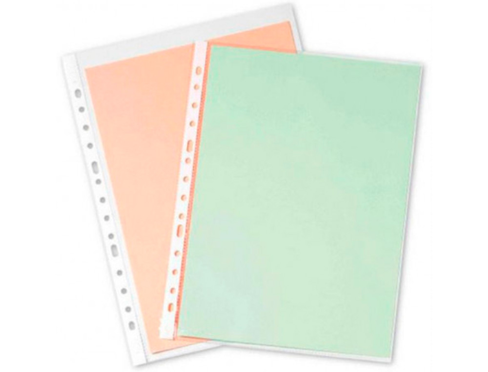 POCHETTE Q-CONNECT POLYPROPYLÈNE LISSE 8/100E PERFORÉE CRISTAL ANTISTATIQUE A4 210X297MM SACHET 100 UNITES