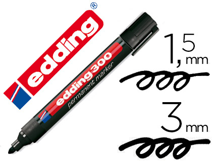 MARQUEUR EDDING PERMANENT E300 POINTE OGIVE TRAC 1.5/3MM CORPS PLASTIQUE COLORIS NOIR