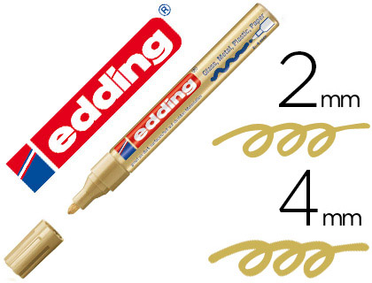 MARQUEUR EDDING PERMANENT PEINTURE E750 POINTE MOYENNE 2/4MM ENCRE LAQUE OPAQUE TOUS SUPPORTS RSISTANT CHALEUR OR