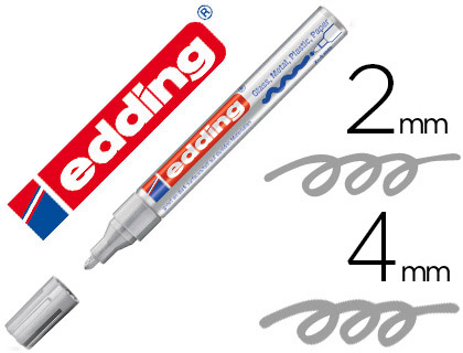 MARQUEUR EDDING PERMANENT PEINTURE E750 POINTE MOYENNE 2/4MM ENCRE LAQUE OPAQUE TOUS SUPPORTS RSISTANT CHALEUR ARGENT