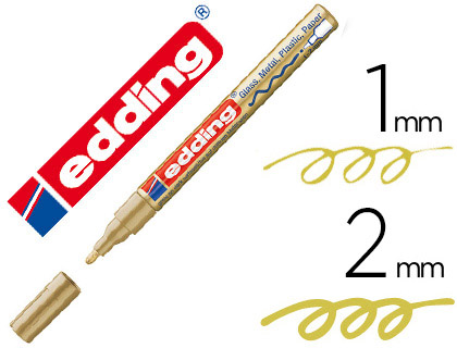 MARQUEUR EDDING PERMANENT PEINTURE E751 POINTE FINE 1/2MM ENCRE LAQUE OPAQUE TOUS SUPPORTS RSISTANT CHALEUR OR
