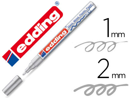 MARQUEUR EDDING PERMANENT PEINTURE E751 POINTE FINE 1/2MM ENCRE LAQUE OPAQUE TOUS SUPPORTS RSISTANT CHALEUR ARGENT