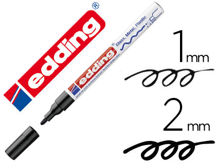 MARQUEUR EDDING PERMANENT PEINTURE E751 POINTE FINE 1/2MM ENCRE LAQUE OPAQUE TOUS SUPPORTS RSISTANT CHALEUR NOIR