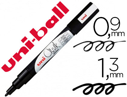 MARQUEUR UNIBALL CRAIE CHALK MARKER POINTE CONIQUE FINE 0.9/1.3MM CRAIE LIQUIDE NOIR
