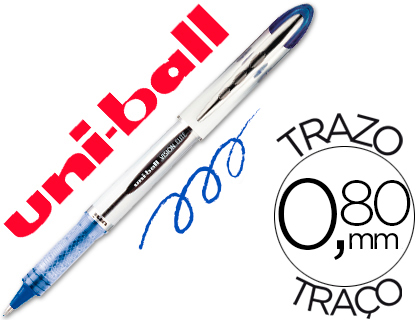 ROLLER UNIBALL UB-200 VISION LITE CRITURE MOYENNE 0.5MM CORPS LUXE GRIS ENCRE LIQUIDE VISIBLE RECHARGEABLE BLEU