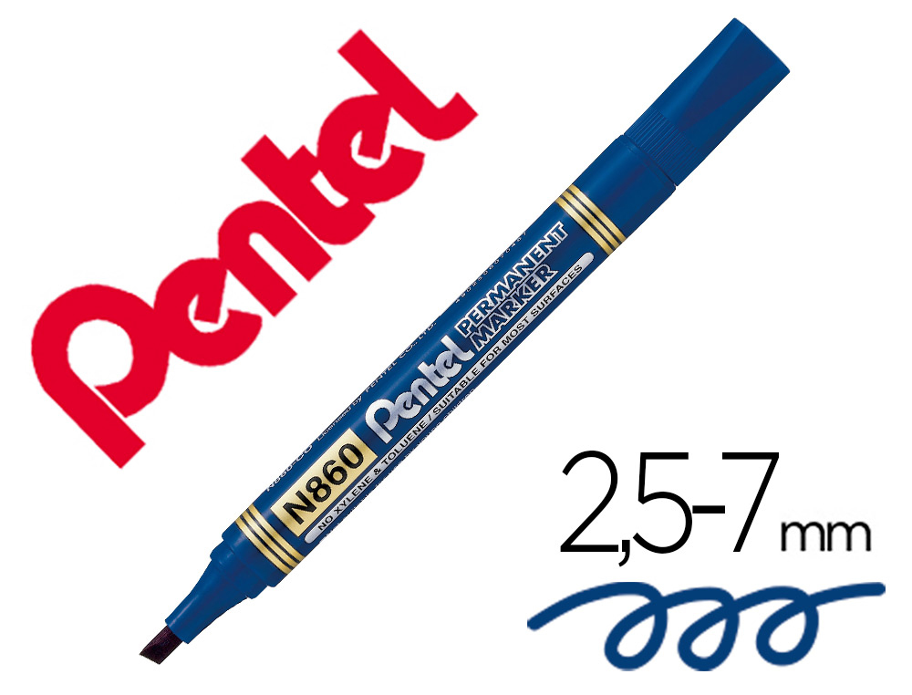MARQUEUR PERMANENT PENTEL POINTE BISEAUTEE MOYENNE      2,3/4,5MM ENCRE FAIBLE ODEUR  COLORIS BLEU
