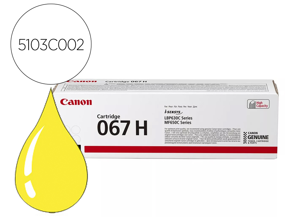 TONER CANON 067 ORIGINAL HAUT RENDEMENT 2350P JAUNE