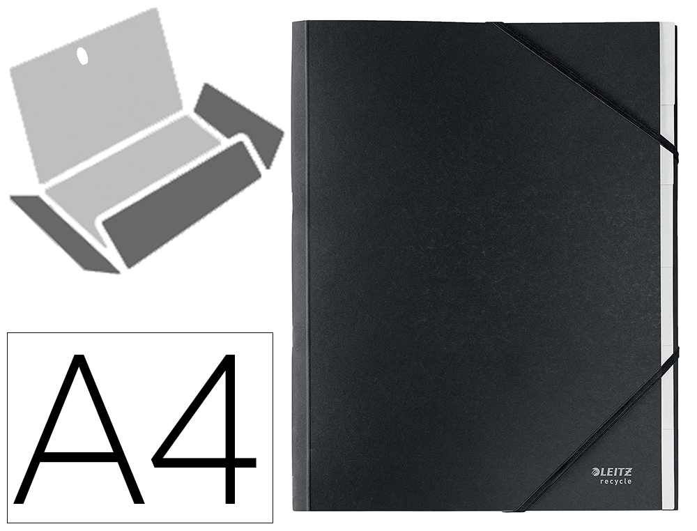 TRIEUR LEITZ 12 ONGLETS RECYCLE FERMETURE ELASTIQUES  COLORIS NOIR