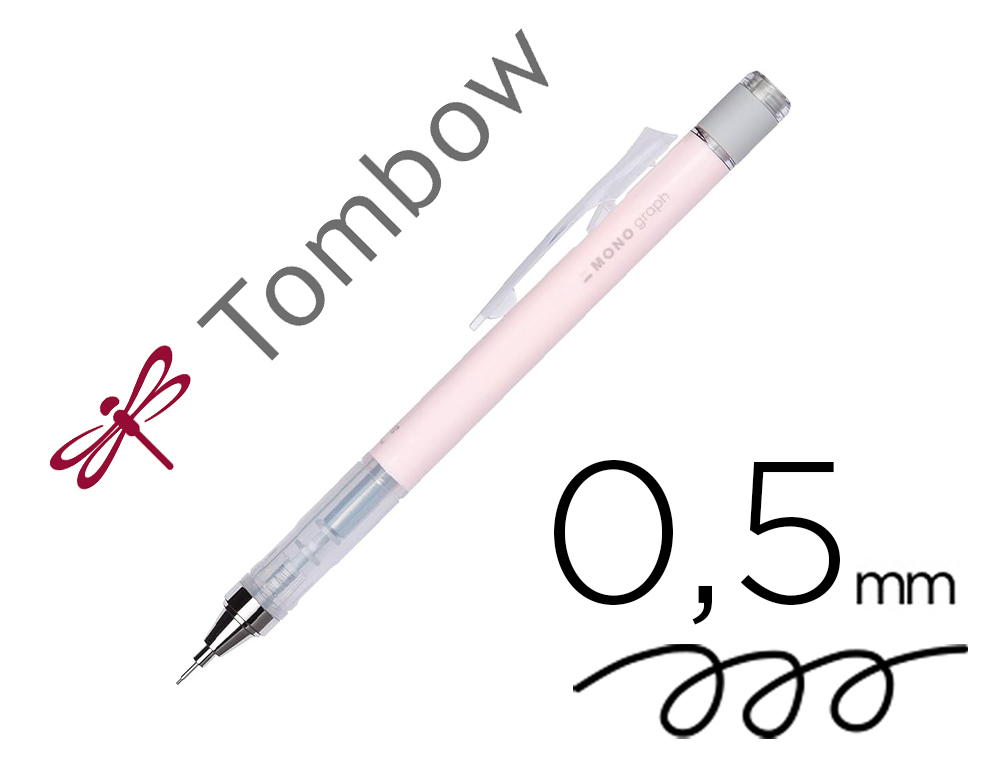 PORTE-MINES TOMBOW MONOGRAPH 0,5MM RECHARGEABLE GOMME      TELESCOPIQUE INTERCHANGEABLE  COLORIS CORPS ROSE CORAIL