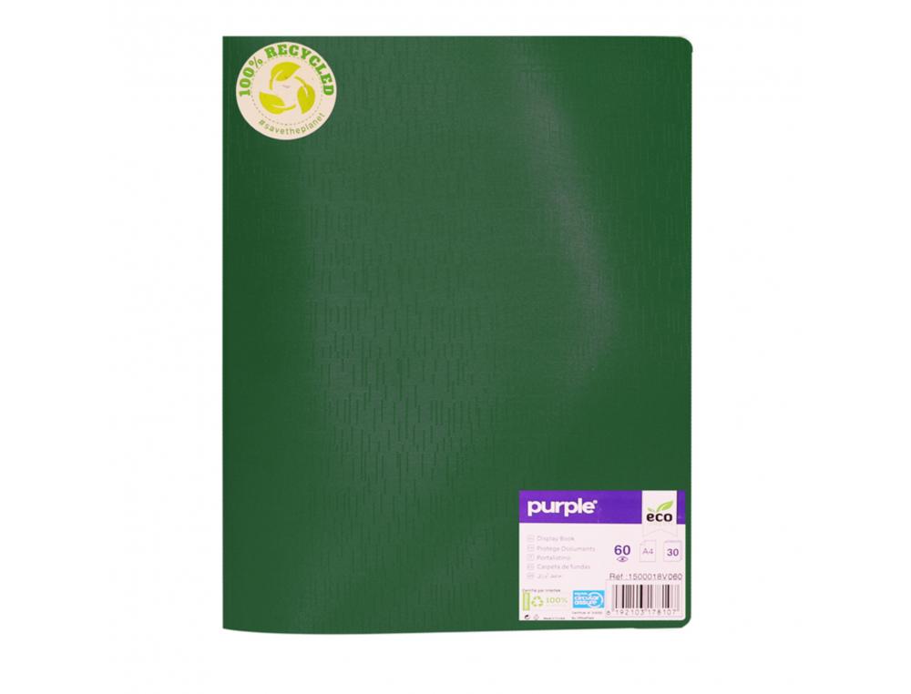 PROTEGE-DOCUMENTS OFFICE PLAST ECO GREEN RECYCLE 60    VUES QUALITE PP 40 MICRONS    GRAINE COLORIS  VERT