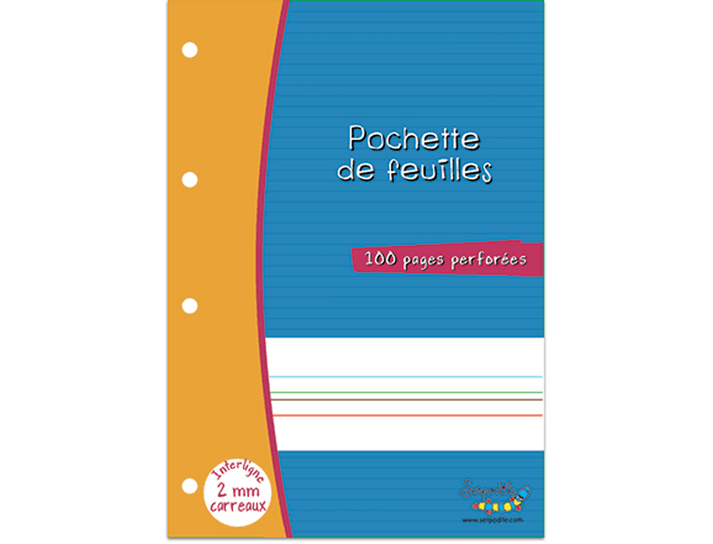 FEUILLETS MOBILES HAMELIN SERPODILE PERFORES A4 100     PAGES DOUBLE LIGNE 2MM AVEC   MARGE NIVEAU 5