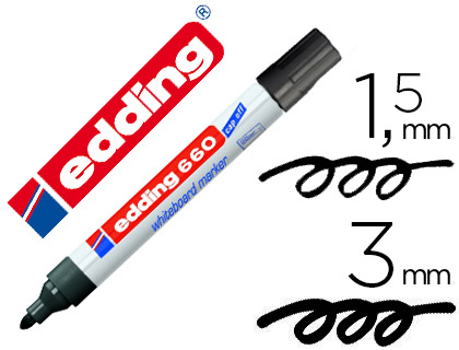 MARQUEUR EDDING E660 TABLEAU BLANC RECHARGEABLE POINTE OGIVE TRAC 1.5/3MM ENCRE CAP-OFF PIGMENTE NON TOXIQUE NOIR