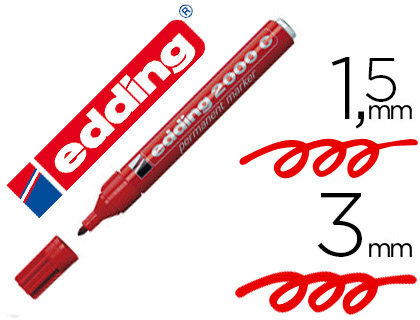 MARQUEUR EDDING PERMANENT E2000C POINTE OGIVE TRAC 1.5/3MM CORPS ALUMINIUM COULEURS ASSORTIES POCHETTE 4 UNITS