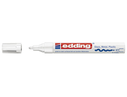 MARQUEUR EDDING PERMANENT PEINTURE E750 POINTE MOYENNE 2/4MM ENCRE LAQUE OPAQUE TOUS SUPPORTS RSISTANT CHALEUR BLANC