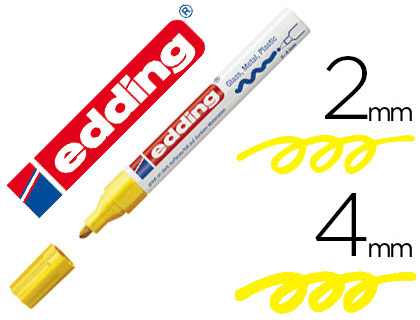 MARQUEUR EDDING PERMANENT PEINTURE E750 POINTE MOYENNE 2/4MM ENCRE LAQUE OPAQUE TOUS SUPPORTS RSISTANT CHALEUR JAUNE