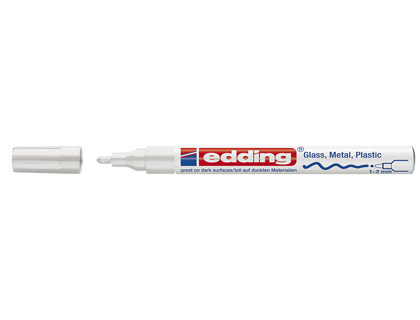 MARQUEUR EDDING PERMANENT PEINTURE E751 POINTE FINE 1/2MM ENCRE LAQUE OPAQUE TOUS SUPPORTS RSISTANT CHALEUR BLANC