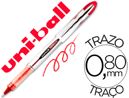 ROLLER UNIBALL UB-200 VISION LITE CRITURE MOYENNE 0.5MM CORPS LUXE GRIS ENCRE LIQUIDE VISIBLE RECHARGEABLE ROUGE