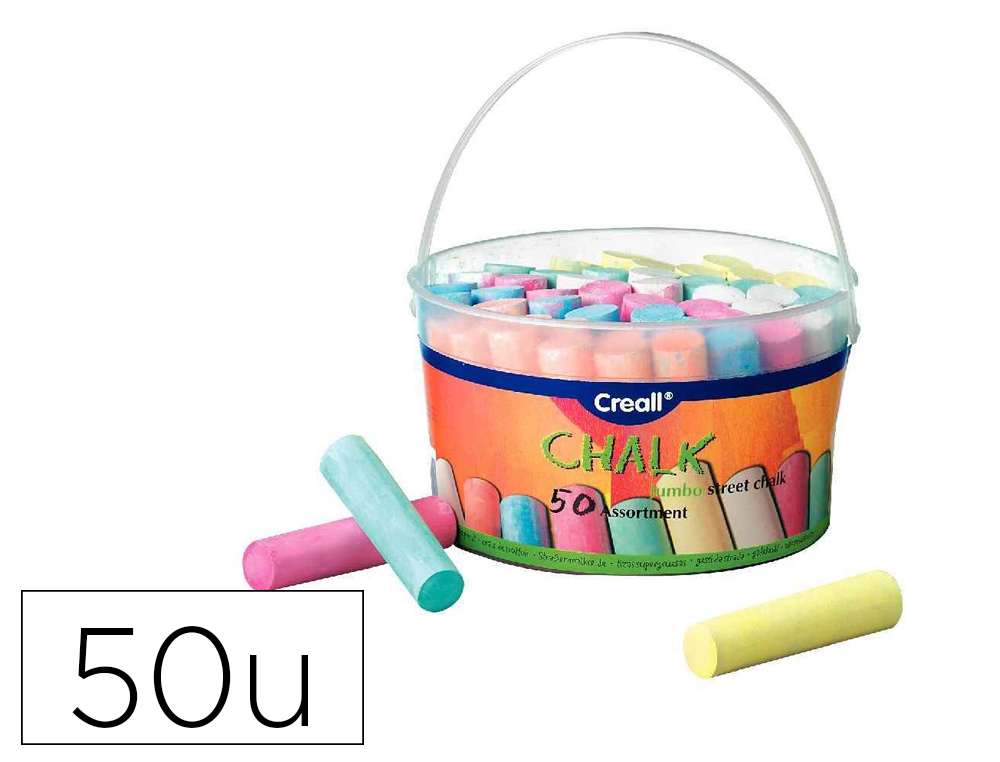 CRAIE TROTTOIR O'COLOR DIAMETRE 25MM LONGUEUR 105MM  6 COLORIS ASSORTIS SEAU 50    UNITES
