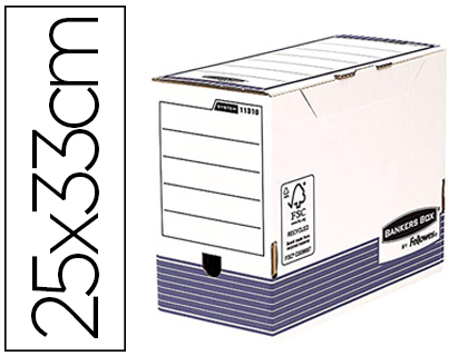BOTE ARCHIVES FELLOWES BANKERS BOX CARTON RECYCL 25X33CM DOS 10CM COLORIS GRIS/BLANC LOT 10 UNITS