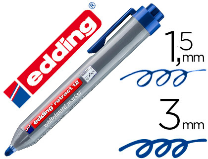 MARQUEUR EDDING E12 TABLEAU BLANC RTRACTABLE RECHARGEABLE POINTE OGIVE 1.5/3MM EFFAABLE  SEC COLORIS BLEU