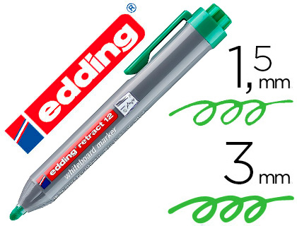 MARQUEUR EDDING E12 TABLEAU BLANC RTRACTABLE RECHARGEABLE POINTE OGIVE 1.5/3MM EFFAABLE  SEC COLORIS VERT
